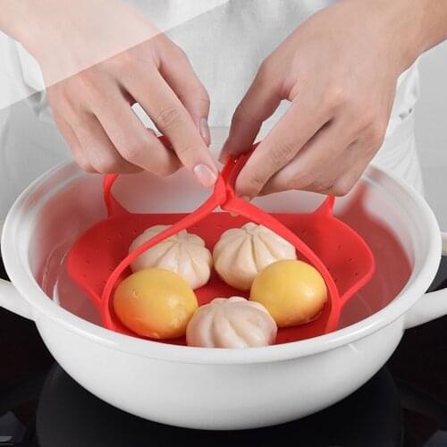 Food Grade Safe Silicone Retractable Steamer Bottom Arch Bridge Fixed Tray Steamer Steamer Buns Pastry Fruit Basket Steamer