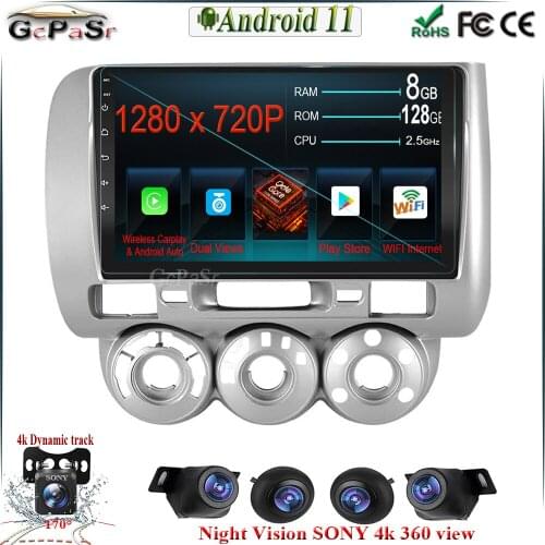 6G+128G CARPLAY Android 11 Car for Honda Jazz 1 2001 - 2008 Fit 2001 - 2009 Auto Radio Multimedia Video Player navigatie GPS