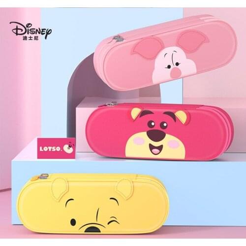 Disney Cute Strawberry Bear Stitch Pooh Pencil Case Student Creative Large Capacity Double Pencil Case Pencil Case