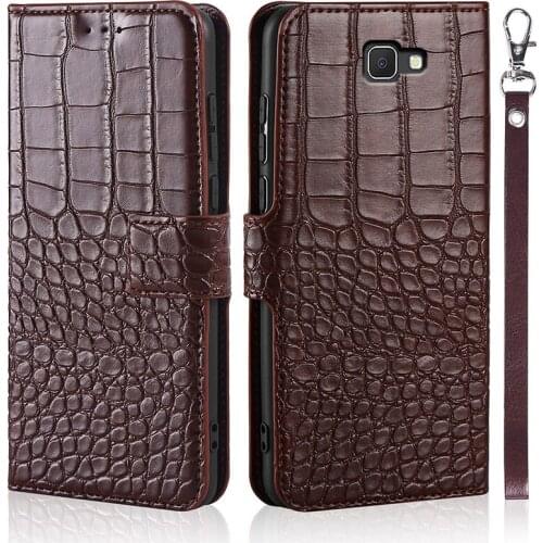 Flip Phone Case for Samsung Galaxy J7 Prime SM-G610F Cover On7 2016 case Crocodile Texture Leather Coque Wallet Capa Card Holder
