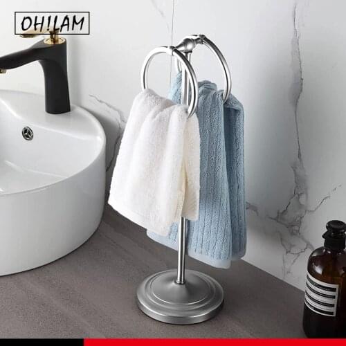 Decorative Towel Holder Stand Bathroom Kitchen Vanity Countertops Display Store Small Guest Towels Washcloths 2 Hanging Rings