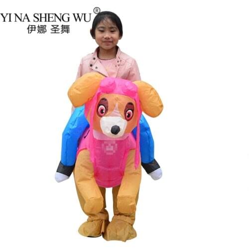 New Kids Children Purim Dogs Inflatable Costumes Boy Girls Doggy Carnival Halloween Cowboy Ride on Dog Costumes Cosplay Disfraz