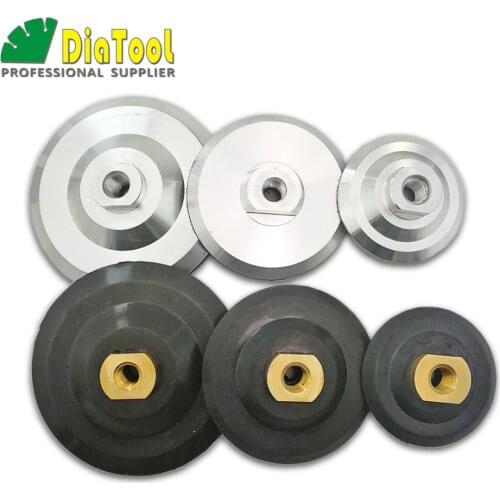DIATOOL 2pcs Back pad diamond polishing pads 5/8-11 thread Diameter 3"/4"/5" Rubber or Aluminum based backer Backing Holder