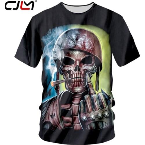 CJLM Summer Man New 3D Printed Ridicule Smokes Skulls T Shirt Loose 5Xl Horrible T-shirt Mens O Neck Tshirt