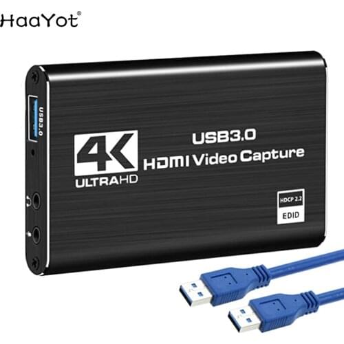 4K Audio Video Capture Card USB 3.0 HDMI Video Capture Device Full HD 1080P for Game Recording Live Streaming Broadcasting OBS