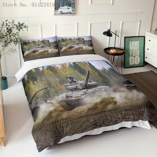 3D Tank Bedding Set War Army Duvet Cover Set Queen King Size 2/3pcs Luxury Bedclothes Microfiber Quilt Cover For Kids Adult