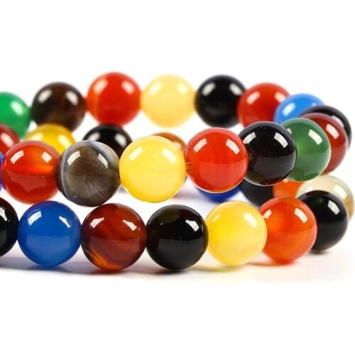 Natural Dragon seven color Veins Agates Round Loose Beads for Jewelry Making DIY Bracelets 15'' 6mm 8mm 10mm