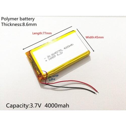 Li-po Polymer battery 4000 mah 3.7V 864577 smart home MP3 speakers Li-ion battery for dvr,GPS,mp3,mp4,cell phone,speaker