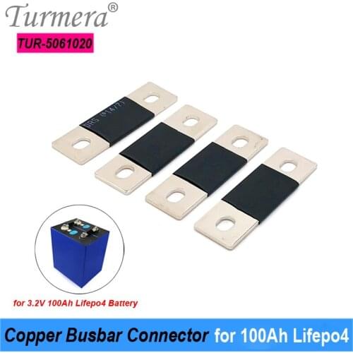 Turmera 400A Copper BusBars Connector for 3.2V 100Ah Lifepo4 Battery for 12V Solar Energy System Uninterrupted Power Supply Use