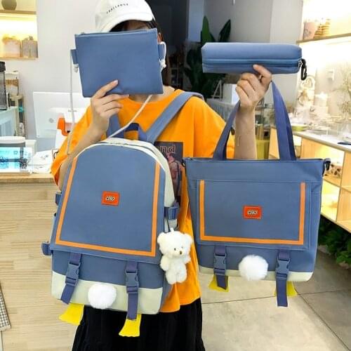 Kawaii Womens Backpack 4 Pcs School Backpacks Set College School Bags For Girls Cute Satchel