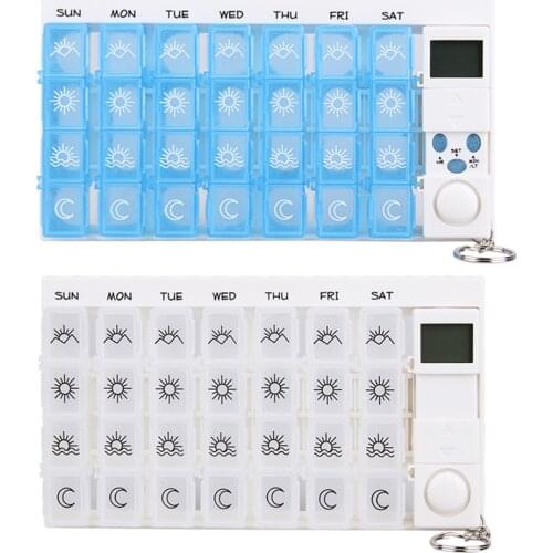 Refillable LCD Digital 28 Grids Electric Pill Case Medicine Tablets Container Box Organizer Dispenser with Timer Reminder
