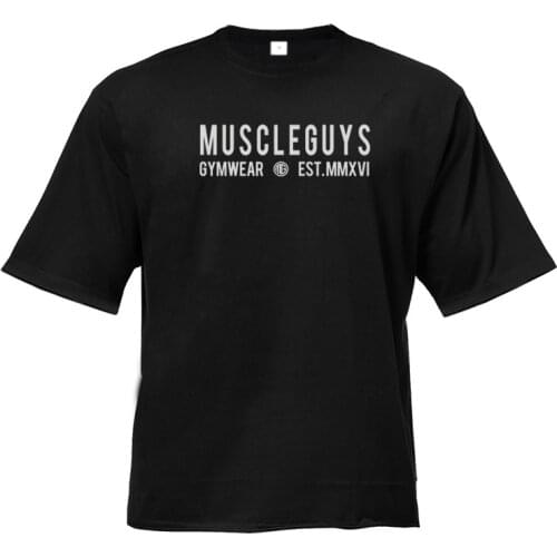 Muscleguys Brand Oversized T-shirt Men Dropped Shoulder Short Sleeve Fitness T Shirt Summer Loose Gym Clothing Bodybuilding Tops