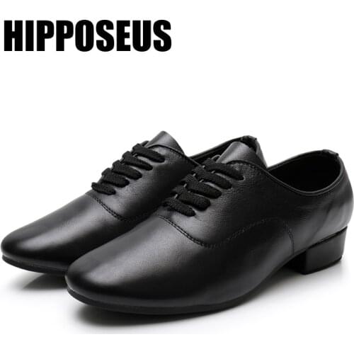 Hipposeus Men Dance Shoes Ballroom Latin Dance Shoes Samba Modern Jazz Tango Dancing Shoes Genuine Leather Salsa dance shoes