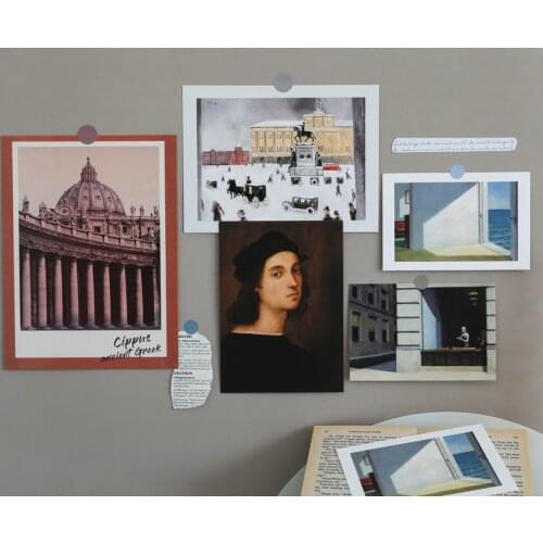 5 Sheets Ins Nordic Retro Card Set Room Wall Decorative Painting Sticker Creative Illustration Art Photography Collocation Props