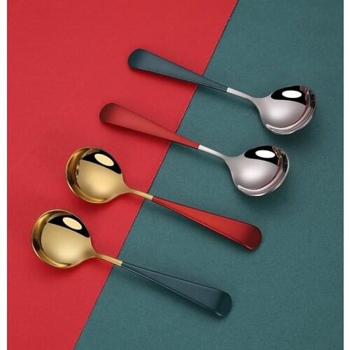 6pcs Kitchen Utensils Sets Cutlery Set Stainless Steel Soup Spoon Tea Spoons Teaspoons Christmas Tableware Sets Wholesale