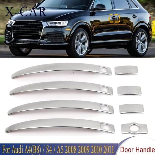 X-CAR 8PCS Door Handle Cover Molding Trim Stainless Steel With Smart Keyhole For Audi A4(B8) / S4 / A5 2008 2009 2010 2011