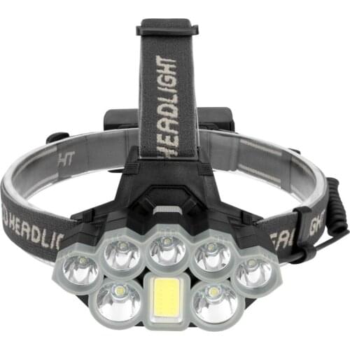 1*COB+2*T6+5*XPE Headlight 20000 Lumens 6 Mode Zoomable Headlamp USB Rechargeable Flashlight For Outdoor Camping Head Lamp