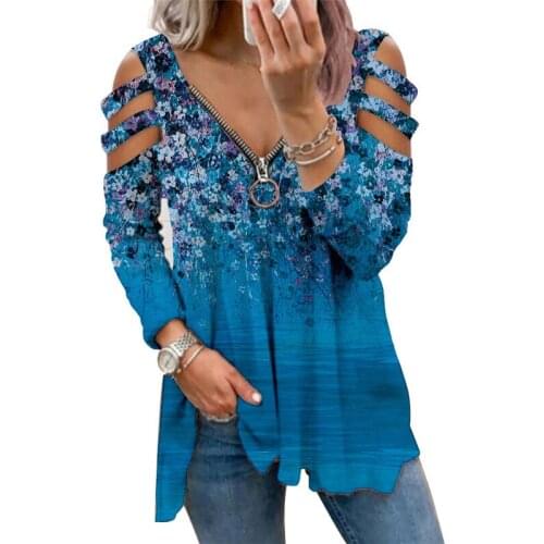 2021 New Autumn Clothing Women T shirts Fashion Long Sleeve Hollow Out Off Shoulder Csaual Ladies Tops Vintage Floral Print Tees