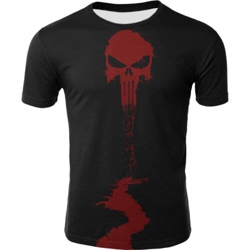 2021 New Summer Black Skull 3D Printing T-shirt Mens Casual Short-sleeved O-neck T-shirt 6XL/100