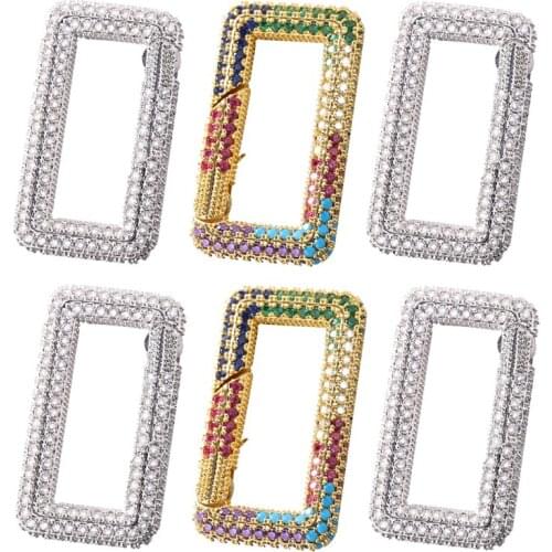 New Square Jewelry Making Necklace Cubic Zirconia Spiral Lock Screw Clasps Pendant Bracelets For WomenJewelry Accessories