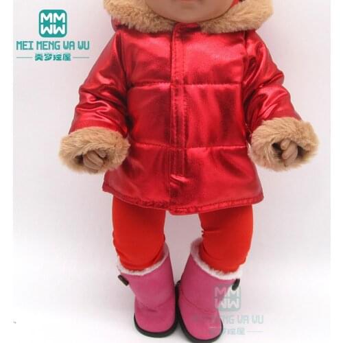 Clothes for doll fit 45cm baby new born doll accessories Fashion shiny coat red, pink, silver, yellow