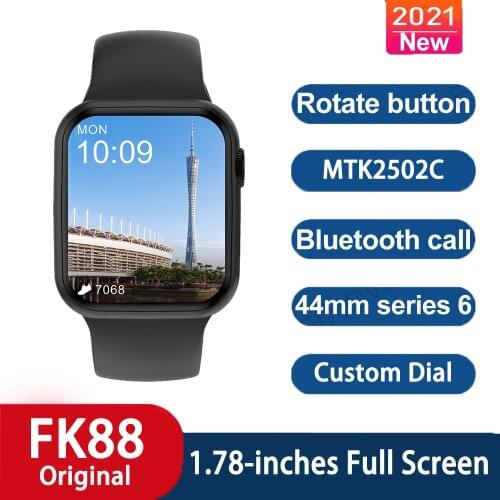Original iwo FK88 Smart Watch 2021 New 44MM Music Play on watch Bluetooth Call Wireless Charger Heart Rate Monitor Smartwatch