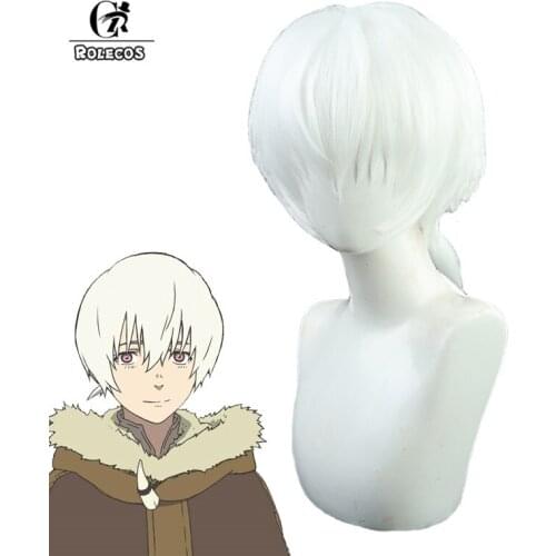 ROLECOS Anime To Your Eternity Fushi Cosplay Wig Fushi Cosplay Wig Men White Headwear Short Synthetic Hair Heat Resistant