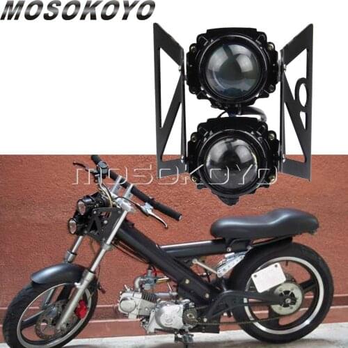 Street Motorcycles Headlight Twin Projector Light Scooter Front Running Lamp w/ Mounting Bracket for YAMAHA Honda Suzuki