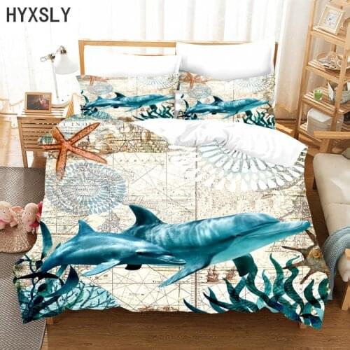Sea Animal Bed Linen 3D Dolphin Sunset Duvet Cover Pillow Case Full Double Single Twin Queen King Size 200*200cm Kid Bedding Set