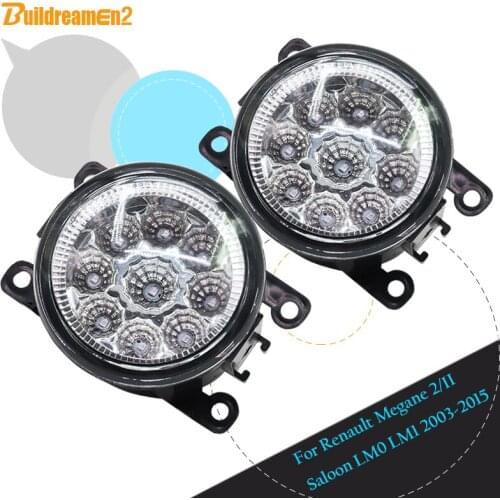 Buildreamen2 For Renault Megane 2 II Saloon LM0 LM1 2003-2015 2 x Car Left + Right Fog Light DRL Daytime Running Light LED Light