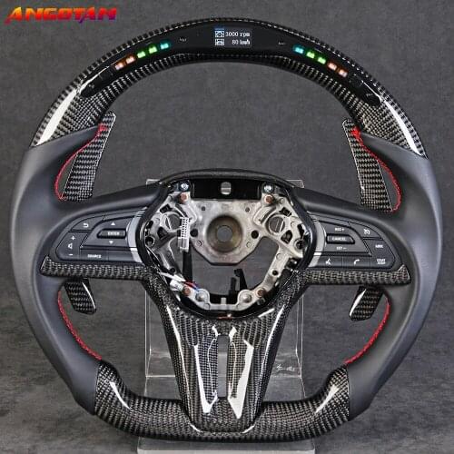 Carbon fiber smooth leather Steering Wheel with LED Fit For Nissan GTR 2017-2021