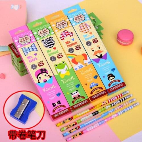 Cute Wooden HB Pencil 96 Pcs Cartoon Hexagon Pencil with Eraser School Stationery Student Drawing Writing Supplies Kids Pencils