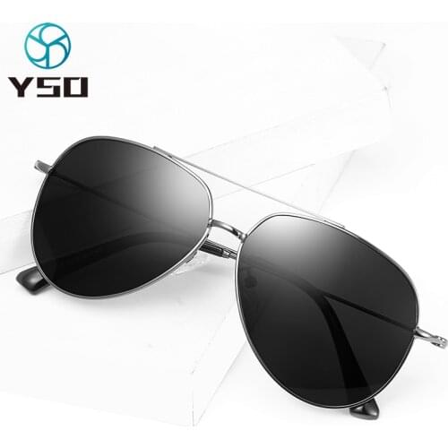 YSO Oversized Sunglasses Men Metal Frame Polarized UV Protection Males Glasses For Car Driving Vintage Man Sunglasses 2228