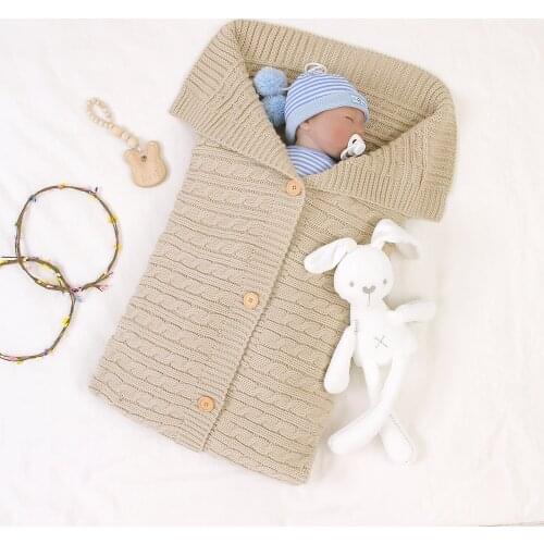 Newborn Envelope Knitted Sleeping Bag Baby Swaddle Thicken Warm Winter Infant Anti-kick Quilt Baby Stroller Sleeping Bag Blanket