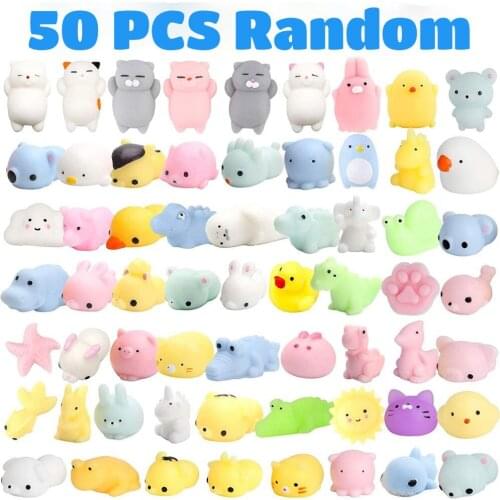 50PCS Kawaii Squishies Mochi Anima Squishy Toys For Kids Antistress Ball Squeeze Party Favors Stress Relief Toys For Birthday