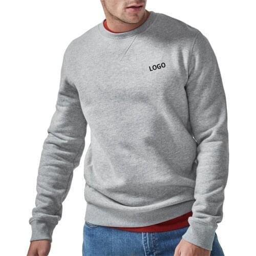 Custom logo plain pull over long sleeve fleece crewneck sweatshirt for men