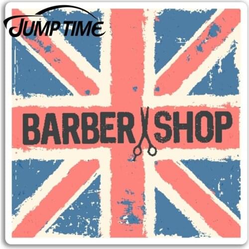 Jump Time for Vintage Barber Shop Vinyl Stickers Union Flag Sticker Laptop Decal Rear Windshield Waterproof Car Accessories