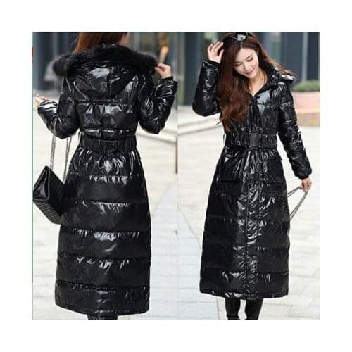 2020 New Fashion Europe Winter Women White Duck Coat Thigh Thick Slim Down Big Yards Long Jacket AW0067