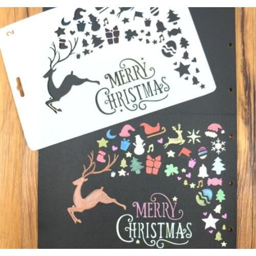 10pcs Big Size Christmas Tree Elk Painting Templates for Sketchbook Sculpture Craft Stamping Stencils DIY Festival Spray Art
