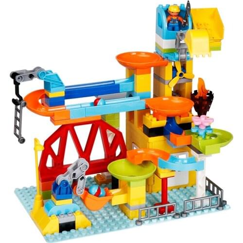 128PCS Marble Race Run Slide Building Blocks Technic Maze Ball Track Bricks Assemble City Gear Slide Brick Set Toys for Children