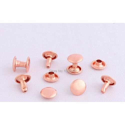 200sets 9mm rose gold and gold color double cap Garment Rivet Spike Stud for Belt Bag Clothes Sewing tool