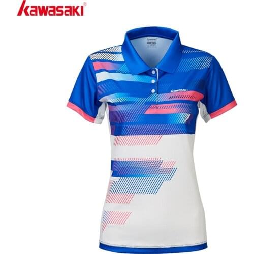 2020 Kawasaki Badminton Shirts Tennis Shirt Breathable Short-sleeved T-Shirt For Female Blue T-shirt ST-R2201