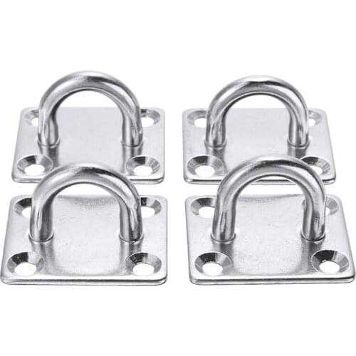 4pcs/set Stainless Steel U Shaped 4 Hole Square Fixed Eye Plate Mounting Fastener Part for Boat Marine Hardware Accessories