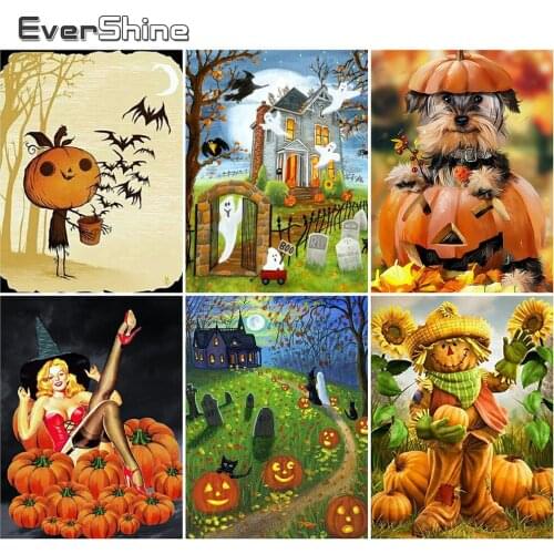 EverShine 5D Diamond Embroidery Halloween Diamond Painting Pumpkin DIY Full Drill Mosaic Cross Stitch New Arrival Handmade Hobby