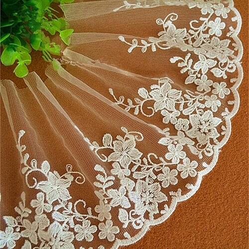 White Embroidered Mesh Lace Trim Ribbon DIY Handmade Clothing Sewing Accessories