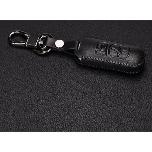 100% leather color car key cover for Mazda leather 3 Alexa Mazda 6 Atenza 3 button remote control intelligent protective cover