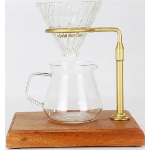 L-shaped V60 Hand-punch Holder Coffee Drip Filter Solid Wood Hand-pushed Drip Filter Base Tray Can Be Placed Electronic Scale