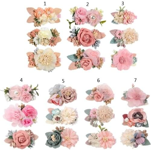 Girls Floral Hair Clips Flower Fairy Little Princess Lightweight Hair Accessories Handmade Headwear 3 Pieces a Set