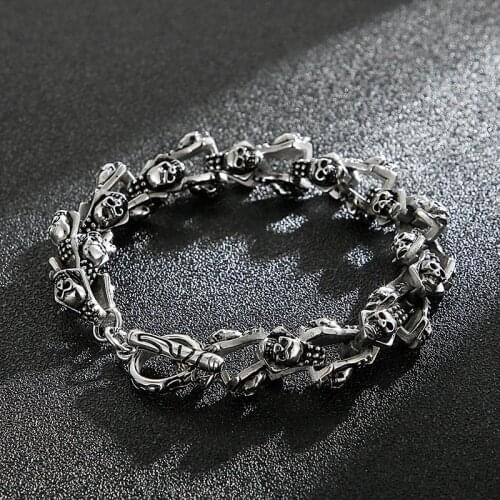 European and American fashion personality smearing stainless steel jewelry punk mens skull casting titanium steel bracelet