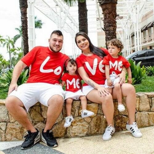 Family Matching Clothes Women Day Mother Daughter Baby Boy Kid Girls Father Son Short Sleeve Valentine Top Love Me T-shirt